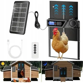 kurník AUTOMATICKÉ DVEŘE DO KURNÍKU, SOLÁRNÍ, 3 REŽIMY, OCHRANA PROTI PŘISKŘÍPNUTÍ, HLINÍKOVÉ