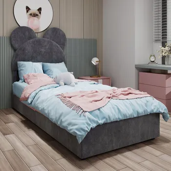 Postel Jednolůžková dřevěná postel Arhatreya 140x200 cm šedá