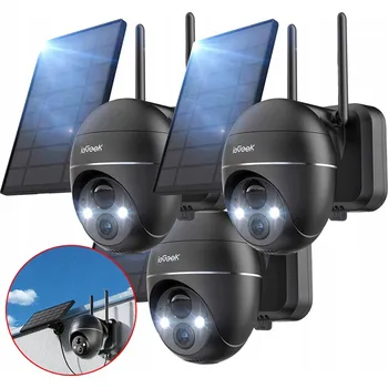 Bezpečnostní kamera SOLÁRNÍ WIFI IP KAMERA VENKOVNÍ OTOČNÁ BEZDRÁTOVÁ 2K 9000MAH 3KS