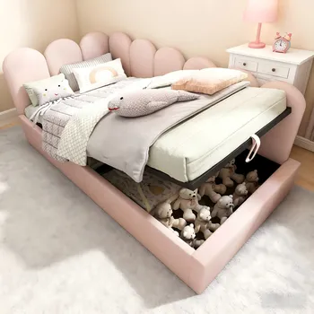 Postel Jednolůžková dřevěná postel Arhatreya 90x200 růžová