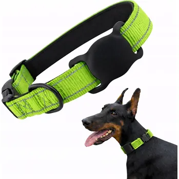 Obojek pro psa Obojek pro psa s držákem AirTag zelený velikost XS reflexní neopren