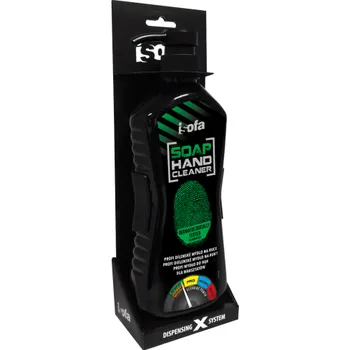 Mýdlo ISOFA Soap Sada X: 550 g + držák (Dílenské tekuté mýdlo určené pro mytí silně znečištěných rukou. Je příjemně parfemované a neobsahuje abraziva.)