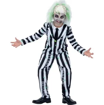 Kostým Smiffys Beetlejuice pro dospělé s košilovým límečkem, imitací kravat a manžetami,