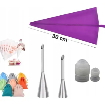 Jehla na plnění koblih 2 ks + Silikonový sáček, Adaptér, Jednorázový sáček.