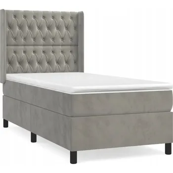 Postel Kontinentální postel s matrací 203 x 83 x 118/128 cm, světle šedá