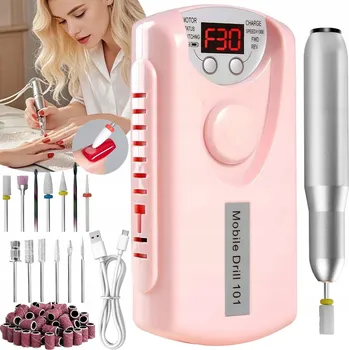 BRUSKA NA NEHTY BEZDRÁTOVÁ SE STANICÍ MANIKÚRA PEDIKÚRA SADA USB