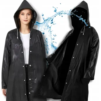 Unisex černá pláštěnka do deště s kapucí z EVA