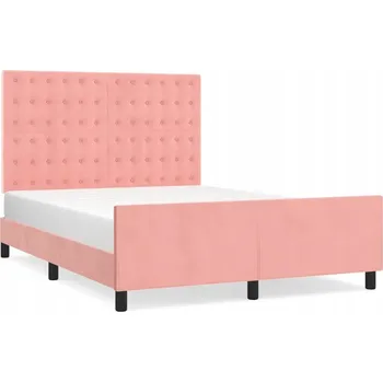 Postel Rám postele s čelem 193x146x118/128 cm růžový sametový