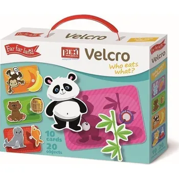 plyšák PEXI Velcro skládačky - Kdo co jí? (Who eats it?)