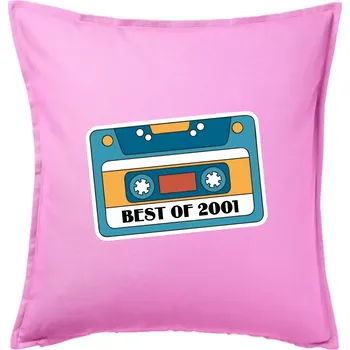 Polštář Narozeniny kazeta Best of 2001 - Polštář 50x50 - 50x50 - Pouze potah ( Růžová )