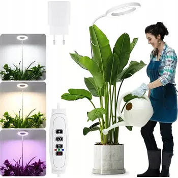 Osvětlení pro růst rostliny Lampa pro pěstování rostlin s teleskopickou tyčí a časovačem, 3, 9, 12 hodin, 10 W