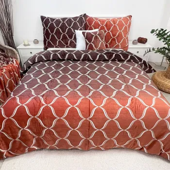 Povlečení Mikroplyšové povlečení - Čas 200x220 hnědé 200 x 220, 70 x 90 cm zip