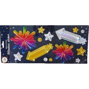 samolepka Silvestrovské 3D samolepky na okna s balónky, 3D Samolepky na sklo pro děti