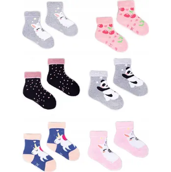 Ponožky dívčí bavlněné froté barevné BALENÍ 6 KUSŮ 17-19 YOCLUB