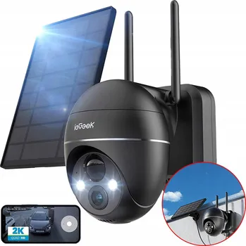 Bezpečnostní kamera SOLÁRNÍ WIFI IP KAMERA VENKOVNÍ OTOČNÁ BEZDRÁTOVÁ 2K 9000MAH ČERNÁ