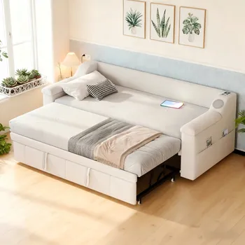 Postel Jednolůžková dřevěná postel Arhatreya 90x200, béžové odstíny