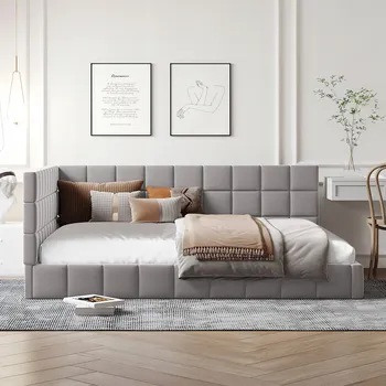 Postel Jednolůžková dřevěná postel Arhatreya 140x200 cm šedá