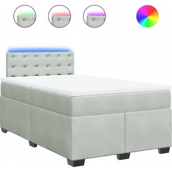 Postel Kontinentální postel s LED, světle šedá, 190 x 120 x 100,5 cm