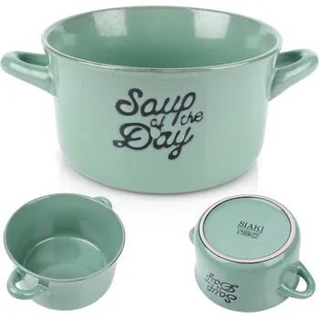Keramická miska na polévku, zelená, 600 ml