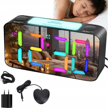 Budík Hlasitý budík s vibrací a kabelem, 5 úrovní hlasitosti, pod postel