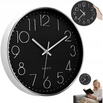 Hodiny TICHÉ SKLENĚNÉ HODINY NA ZEĎ 30 CM BÍLÉ 3D ČÍSLICE DO KANCELÁŘE