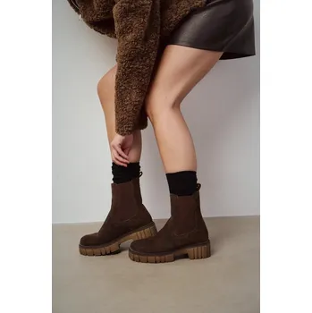 Dámské kozačky Semišové boty Medicine RW25-OBD410 hnědá 88X, EUR 41