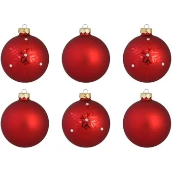 Set ozdob v červené barvě s dekorem vločky