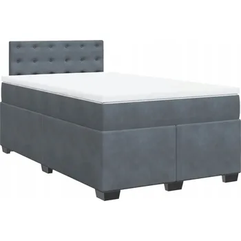 Postel Kontinentální postel 190x120 cm, tmavě šedá, samet s matrací a topperem