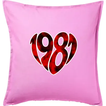 Polštář 1981 v srdci - Polštář 50x50 - 50x50 - Pouze potah ( Růžová )