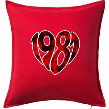 Polštář 1981 v srdci - Polštář 50x50 - 50x50 - Pouze potah ( Červená )