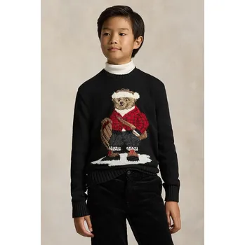 Pánský svetr Dětský bavlněný svetr Polo Ralph Lauren 323981629001 černá 99X, vel. 136-138