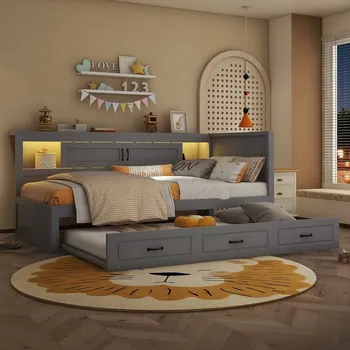 Pohovka Jednolůžková dřevěná postel Arhatreya 90x200 cm šedá