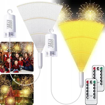 Venkovní osvětlení 2X ZÁVĚSNÉ ZAHRADNÍ SVĚTELNÉ LAMPY PAMPELIŠKA STROMEK OHŇOSTROJ S ČASOVAČEM