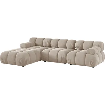 Pohovka Micadoni Béžová sametová rohová pohovka Bellis 282 cm, levá