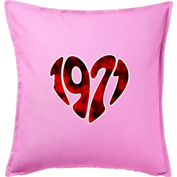 Polštář 1971 v srdci - Polštář 50x50 - 50x50 - Pouze potah ( Růžová )