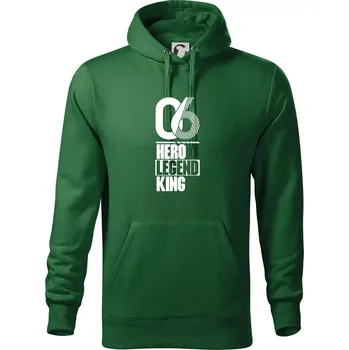 Pánská mikina Hero, Legend, King 2006 - Mikina pánská Cape s kapucí - 5XL ( Lahvově zelená )