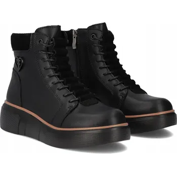 Dámská zimní obuv Dámské boty, kožené kotníkové boty na platformě Filippo , se šněrováním, černé vel. 37