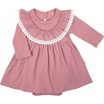 Dívčí šaty Body s tylovou sukýnkou, bavlněné, dívčí, s krajkou Nicol, vřesová barva, velikost 68