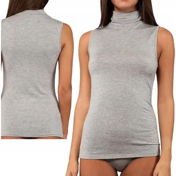Dámská halenka Dámská halenka s rolákem bez rukávů z modalu, hladká šedá Sielei L