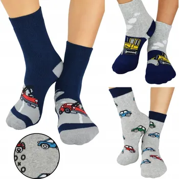 TEPLÉ DĚTSKÉ FROTÉ PONOŽKY S PROTISKLUZOVÝM ABS SYSTÉMEM, SADA 3 PÁRY, VELIKOST 23-26