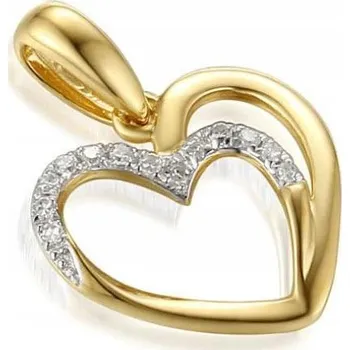 Přívěsek Zlatý přívěsek 585 SRDÍČKO S BRILIANTY 0,70g