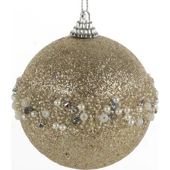 Bytová dekorace Béžová plastová vánoční koule 8 cm - sada 4 ks