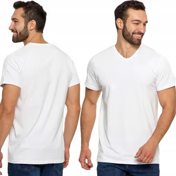 Pánské tričko Moraj bílé bavlněné s výstřihem do V, velikost M