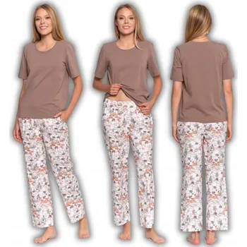 Dámské pyžamo DÁMSKÉ BAVLNĚNÉ PYŽAMO MORAJ - KRÁTKÝ RUKÁV, DLOUHÉ KALHOTY, KVĚTINOVÝ VZOR, VELIKOST XL