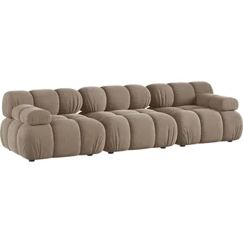 Pohovka Micadoni Tmavě béžová sametová trojmístná pohovka Bellis 282 cm