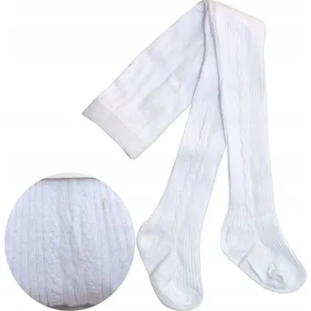 Dívčí oblečení 140-146 Bavlněné Punčocháče copánkový žebrovaný vzor Noviti RB011 bílé