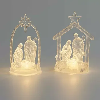 Vánoční dekorace Betlém scéna 12 cm s LED osvětlením (2 varianty /cena 1ks)