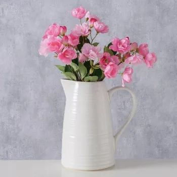 KERAMICKÝ DŽBÁN NA NÁPOJE BÍLÝ, VÝŠKA 23,5 cm, RUČNĚ VYROBENÝ