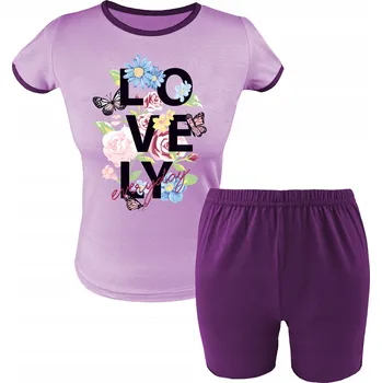 Dívčí oblečení Dívčí pyžamo pro mládež, bavlněné, s krátkým rukávem, velikost 164