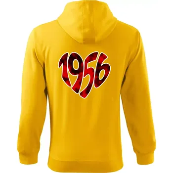 Pánská mikina 1956 v srdci - Mikina s kapucí na zip trendy zipper - XL ( Žlutá )